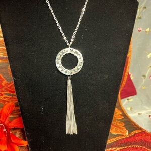 Crystal Ringed Necklace with tassel